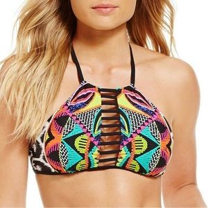 Trina Turk Africana High Neck Swim Bikini Top